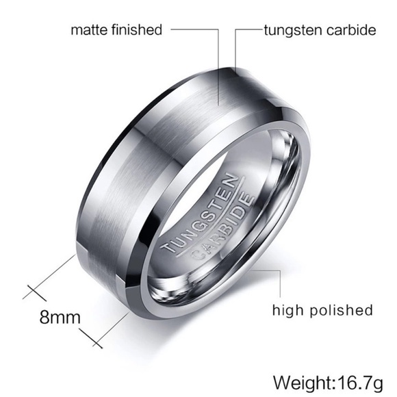 TUNGSTEN Men’s Carbide Ring. - Picture 5 of 8